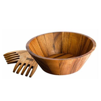 Juego de Ensaladera Clásica de Madera de Acacia de Calidad Deluxe, Ecológica, Hecha a Mano, con Cuchara y Tenedor, al Mejor Precio