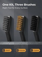 Lot de 3 brosses métalliques industrielles DIY OEM en laiton et nylon pour le nettoyage, l'élimination de la rouille, le décapage de peinture et le dégrossissage des détails métalliques – Outils à main