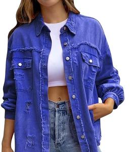 Chaqueta vaquera de manga larga para hombre de secado rápido, chaqueta vaquera elástica lavada con ácido de talla grande, bolsillos delanteros en blanco para exteriores, Chaquetas vaqueras de invierno para hombre - Product Image 5