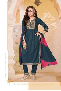 Collection de costumes élégants en lin de rayonne Bombay lourde brodés et nazaréens Dupatta de vêtements indiens et pakistanais - Product Image 2