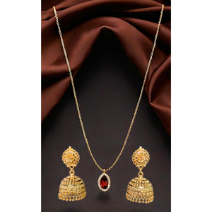 Vente en gros de boucles d'oreilles et collier en plaqué or 22 carats Ensemble de boucles d'oreilles et collier de qualité supérieure pour les femmes portant des bijoux - Product Image 1