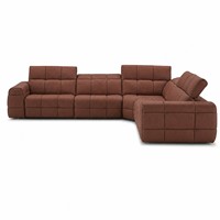 Maßgefertigtes L-förmiges Brotform-Sektionalsofa mit Lederbezug und Motorisierung für Wohnzimmer in Villen & Hotels