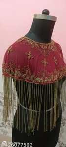 Elegant <b>Ladies</b> <b>Cape</b> Burgundy Beaded Embroidered Pearls Anti-Static Feature Crystal Decoration for Evening Party Club Dress Style - Product Image 6