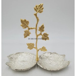 Bol enduit de poudre de couleur blanche en métal de qualité supérieure avec concepteur de fleurs plaquées or pour le décor de Table de fêtes de mariage et de Villa - Product Image 4