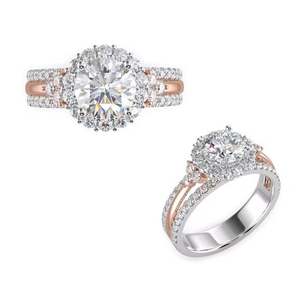 Anillo de diamantes de oro blanco y rosa de 18kt elegante de excelente calidad Diseño impresionante para un anillo de compromiso único por proveedor - Product Image 1