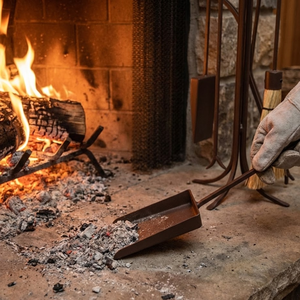 Ensemble d'outils de cheminée en métal robuste |   Comprend un support, une brosse, une pelle, un piqueur, des pinces | Outils d'entretien pour foyer de poêle à bois d'intérieur - Product Image 2