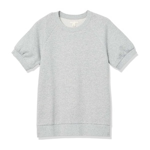 Conjunto de sudadera y Jogger de manga corta para mujer personalizado, ropa de salón gris claro, conjunto de dos piezas con logotipo OEM disponible - Product Image 5