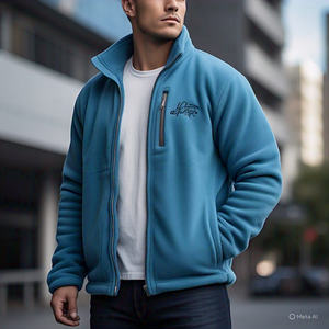 Nuevo diseño de alta calidad, chaqueta informal de lana Polar con logotipo personalizado para hombres, ropa personalizada, chaquetas bordadas con bolsillo - Product Image 3