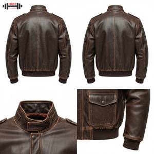 Nouveautés 2025, veste bomber rayée en cuir personnalisée, grande taille, imperméable et coupe-vent - Product Image 4