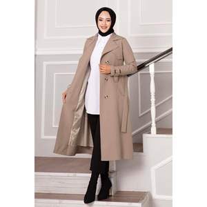 Trench-Coat réglable à manches détaillées à double rangée confortable vison - Product Image 6