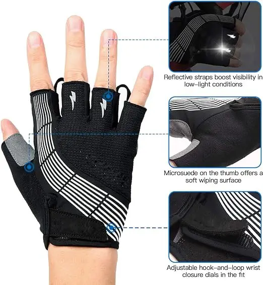 Men Cycling Bike Gloves Padded Half Finger Bicycle Gloves Anti-Slip Breathable MTB Road Biking Gloves for Men/Women