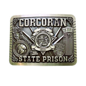 Boucle de ceinture en laiton antique Corcoran State Prison - Style western classique en alliage de zinc avec option de logo personnalisé - Product Image 1