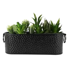 Latest Design best selling Product made in India At low Price Black Attractive Hammered Metal Planter For Indoor Plants Decor