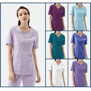 Ensemble de gommage unisexe à manches courtes et col en V personnalisable pour les hôpitaux résistant à la décoloration et facile à entretenir - Product Image 6