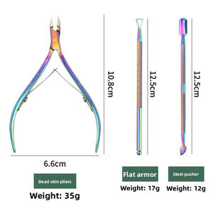 Jeu de 3 pinces à cuticules en titane coloré en acier inoxydable pour la beauté, la pédicure et les ongles. - Product Image 1