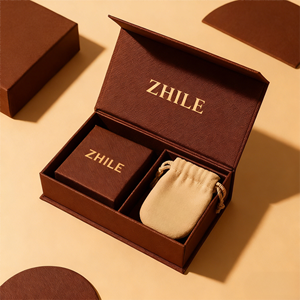 Премиальные подарочные коробки для ювелирных изделий с логотипом на заказ, жесткие бумажные коробки-ящики, перерабатываемые, для серег, с бархатным мешочком - Product Image 1