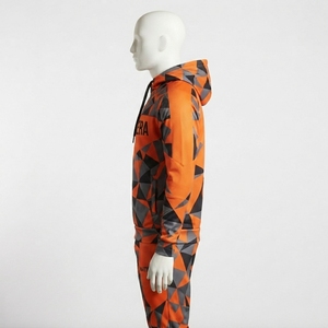 <b>Mens</b> Orange Black Geometric Hoodie Tracksuit Set Printed <b>Pullover</b> Sweatshirt Jogger Pants Sportswear Training Gym Fitness - Product Image 3