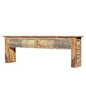 Hand-Carved Vintage Wooden Console <b>Table</b> Luxury Rustic for Entry Villa Living Room Bedroom Handmade Solid Wood <b>Mirrored</b> Hotels - Product Image 1
