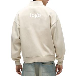 Sudaderas de Nuevo Diseño para Hombre, con Cierre de 1/4, Hombros Caídos, Logotipo Personalizado, Estilo Moderno Beige, Manga Larga - Product Image 6
