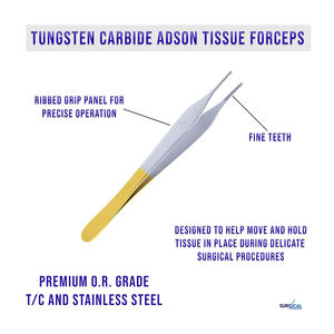 Fórceps de tejido de acero Micro Adson de 12cm con pinzas lisas de ángulo curvo Fuente de alimentación manual para instrumentos médicos quirúrgicos - Product Image 6