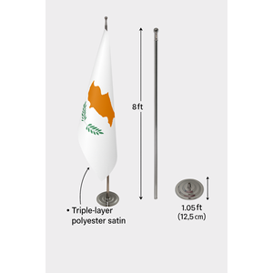 Bandera Oficial de Chipre para Interiores con Logotipo Personalizado, Asta de Metal, Gráficos de Seda, Algodón y Poliéster, Impresión Digital Personalizable para Exhibición - Product Image 6