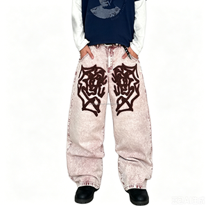 Ventes directes d'usine, jeans de rue pour hommes en coton, style gothique évasé et ample, pantalons en denim - Product Image 3
