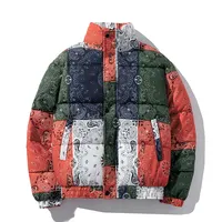 Chaqueta Acolchada Hip Hop Unisex, Estilo Vintage, Bloques de Color, Patchwork, Cálida para Invierno 2020, Harajuku, Resistente al Viento y al Agua, con Dibujos Animados