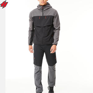 Chándal cortavientos de varios paneles personalizado, conjuntos de chaqueta y pantalones de nailon de poliéster impermeable para deportes al aire libre para hombres - Product Image 5