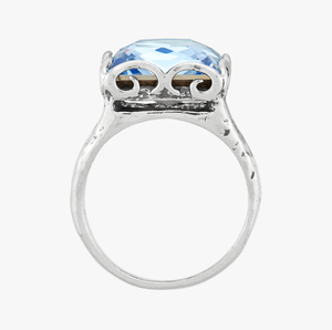 แหวนพลอยบลูโทแพซทรงสี่เหลี่ยมคลาสสิกทันสมัย ชุบเงินแท้ 925 สำหรับงานแต่งงานและงานปาร์ตี้ - Product Image 2
