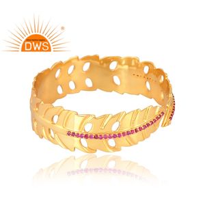 Nuevo DISEÑO DE Latón chapado en oro de 18 quilates, brazalete de piedras preciosas de circón rojo Natural, joyería fina Demi para mujer, regalo para ella - Product Image 4