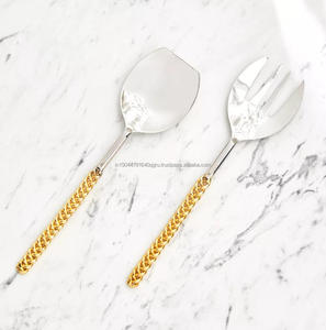 Premium Quality <b>Salad</b> Serving <b>Tools</b> Set of 2 Brass Antique Handle for Home Hotel Restaurant Wedding Party - Product Image 6