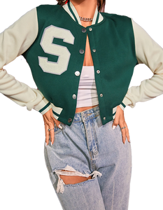 Colorblock rétro de Chicago pour hommes, blouson d'aviateur emblématique, col montant en toile, logo à l'avant, mode vintage - Product Image 4