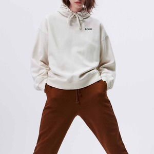 Sudaderas con capucha de lana con hombros caídos de estilo pulóver de alta calidad para mujer, sudaderas con capucha de gran tamaño, logotipo hecho a medida, servicio OEM disponible 2026 - Product Image 1