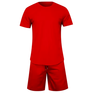 Ensemble de vêtements de sport pour hommes, chemise et short en coton, course à pied, ensemble de short personnalisé pour hommes, logo personnalisé, sweat-shirt d'été 100% coton avec capuche - Product Image 5