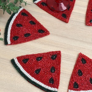Tranche de pastèque perlée sous-verre fait à la main décoratif boisson tapis été cuisine Table à manger porte-gobelet en vrac fournisseur en gros - Product Image 5