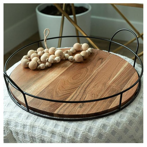 Vendeur chaud forme ronde fil de fer noir fini taille personnalisée pour plateau de service plateau pour collations thé café polyvalent utilisé - Product Image 6