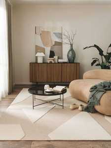 พรมปูพื้นขนสัตว์แบบถักด้วยมือพรมทอลายเรขาคณิตสำหรับห้องนั่งเล่น - Product Image 2