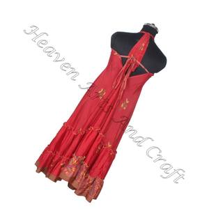 Hippy Boho comprar al por mayor Lott de diseñador hecho a mano señoras desgaste Vintage seda Maxi vestido señoras elegante cena vestido sin mangas - Product Image 2