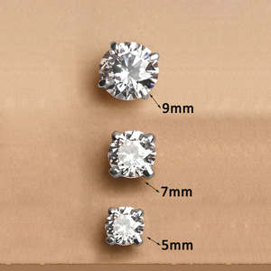 Boucles d'oreilles clous solitaires rondes en argent sterling 925 CLARA pour homme, boucles d'oreilles créoles tendance en or rose avec diamant, cadeau pour hommes et garçons - Product Image 2