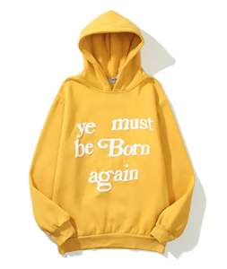 Customizable Men's 3D Puff Printing Foam Hoodie 100% <b>Cotton</b> Drop Shoulder Flared Cropped Tracksuit Thick <b>Raw</b> Hem ODM Wholesale - Product Image 1