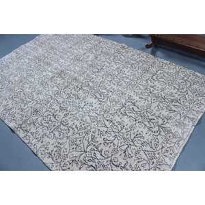 Tapis turc vintage, grand tapis de 5,8 x 8,7 pieds, tapis persan blanc - Product Image 4