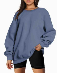 Sudaderas de gran tamaño de moda para mujer, sudaderas con capucha de lana, jersey de cuello redondo, nueva sudadera de algodón de alta calidad para mujer para inviernos - Product Image 5