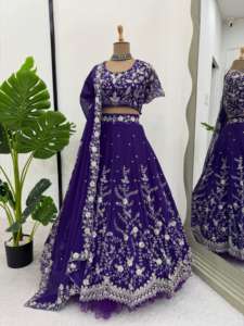 Lehenga Choli réversible en faux georgette de 9 mm, taille jusqu'à 44, vêtements de fête pour toutes les saisons - Product Image 4