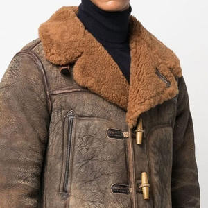 Veste de camionneur vintage en daim pour homme avec un nouveau style de chemise en cuir d'agneau sur le devant - Product Image 2