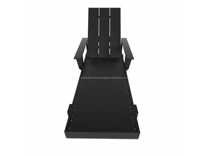Chaise longue pliable en bois massif minimaliste moderne, couleur noire, ARDENA ASL-054, pour une utilisation en extérieur au bord de la piscine, dans les hôtels, les villas - Product Image 3