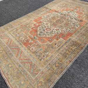 พรมวินเทจตุรกี ขนาด 6x11.8 ฟุต พรมขนสัตว์ลายดอกไม้สีน้ำตาล - Product Image 2