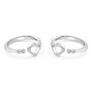 NOVAMART Fine Zarkan <b>Silver</b> <b>Toe</b> <b>Rings</b> with Locked Heart Design for Weddings Engagements and Gifts Adorned Diamonds Wholesale Exp - Product Image 3