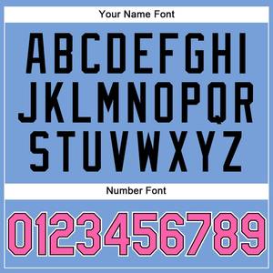 Maillot de baseball personnalisé bleu clair blanc à fines rayures rose-noir authentique - Product Image 5