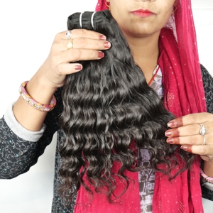 Vente en gros d'extensions de cheveux 100% naturels noirs vierges indiens temple ondulés styles afro curl faisceaux de couleur noire pour les femmes - Product Image 6