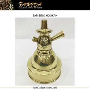 Farida Gold Bambino Chicha jetable de luxe 15 cm avec base en bois/laiton et tige en cuivre/acier inoxydable pour chicha - Product Image 2